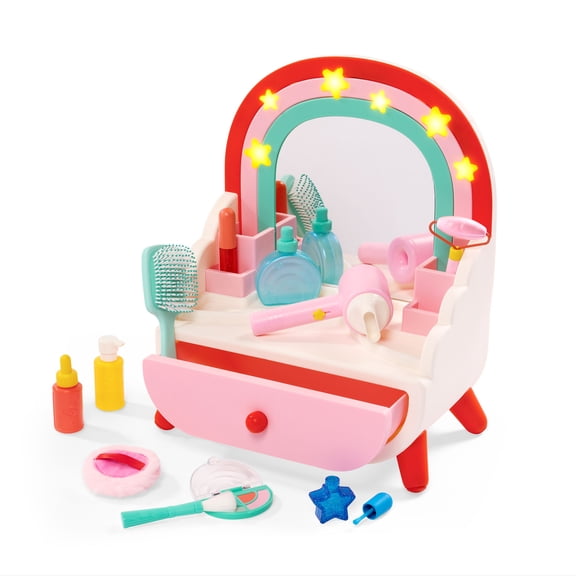 Battat Shine ‘n’ Smile Vanity Mirror & Plastic Accessories Playset for 3 Years  