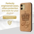 thumbnail image 2 of Case Yard Wooden Case Outside Soft TPU Silicone, Slim Fit Shockproof Wood Protective Phone Cover for Girls Boys Men and Women, Supports Wireless Charging King Crown Design case for iPhone-11, 2 of 7