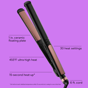 Infiniti Pro Conair Rose Gold Ceramic Flat Iron Hair Straightener, 1 in, 30 Heat Settings