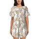 thumbnail image 1 of Fotbe Retro Bunny Flower Conjunto de Pijama Estampado para Mujer, 2 Piezas, Ropa de Dormir con Camiseta de Manga Corta y Shorts Suaves-Small, 1 of 6