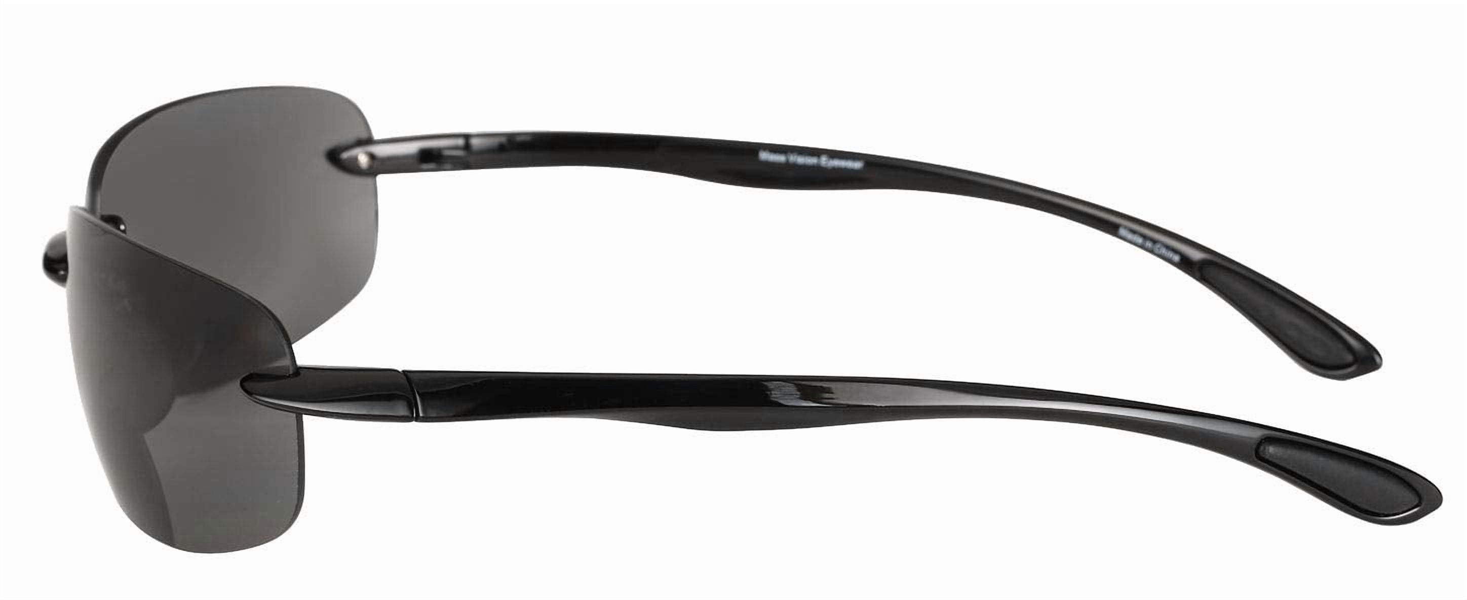 "The Influencer" 2 Pair of Sport Wrap Bifocal Sunglasses for Men and Women - Black/HD Amber (Polarized) - 2.00