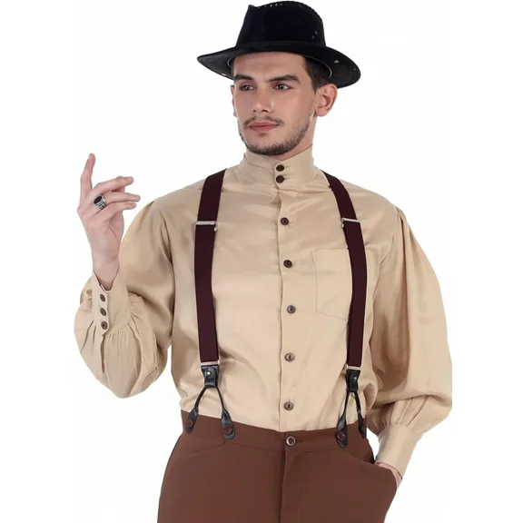 ThePirateDressing Steampunk Victorian Costume Men's -Style Linen Shirt