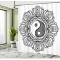 thumbnail image 5 of Ambesonne Peace Shower Curtain, Floral Yoga, 69"Wx75"L, Black White, 5 of 5