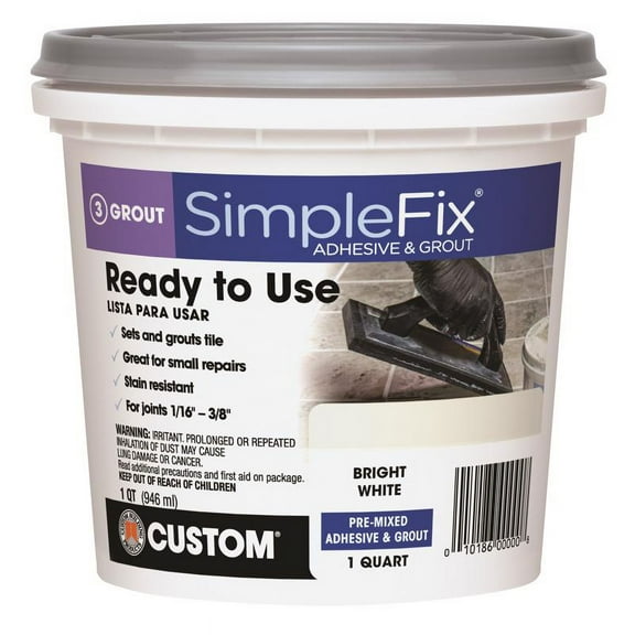 1 Pc, Custom Building Products Simplefix Indoor White Grout 1 Qt