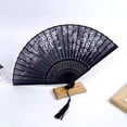 thumbnail image 4 of Foldable Hand Fan, Cherry Blossom Decorations, 8 in Bamboo Frame, Folding Hand Fans, Purple Butterfly, Wedding Receptions, Summer Outings, Black Handle, 1 Pc, 4 of 8