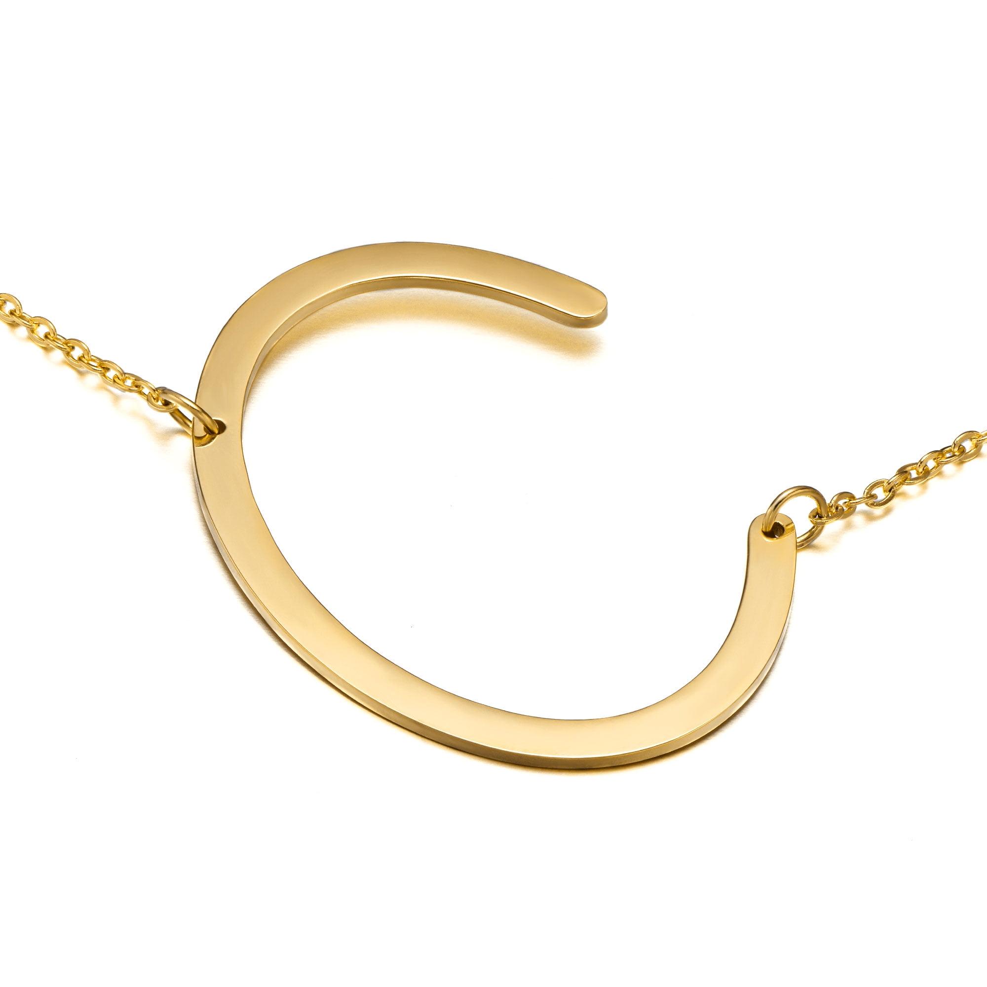 SMILEST Sideways Large Initial Necklaces for Women Stainless Steel