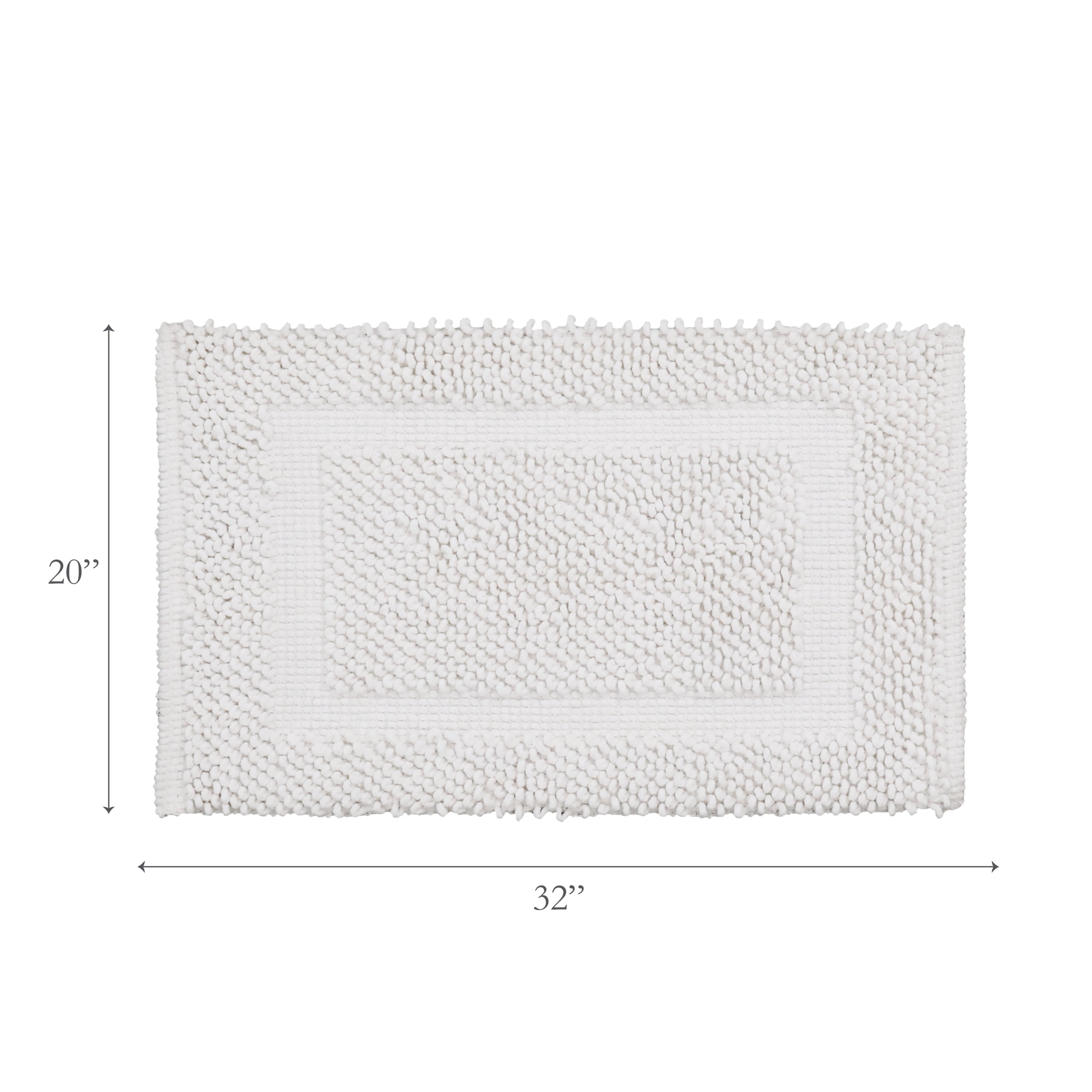 Jean Pierre New York Sophie Border 100% Cotton Bath Mat - Non-Slip Bath Rug - White - 20" x 32"