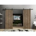 thumbnail image 3 of Sturdy Double Barn Door 60 x 80 inches with | Planum 0016 White Silk with Frosted Glass | 13FT Rail Hangers Heavy Set | Solid Panel Interior Doors, 3 of 6