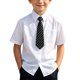 thumbnail image 1 of Odeerbi Camisa de Vestido de Algodón Para Niños Con Corbata A Rayas Camisas de Uniforme Escolar de Manga Corta Con Bolsillo, 1 of 9