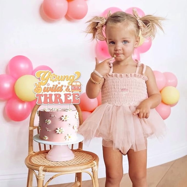 Happy 3e Verjaardag Taartdecoratie – Blauwe Glitter, 5,9x5 Inch, Karton, Voor Jongens En Meisjes, 3 Jaar