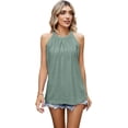 thumbnail image 5 of Freemale Camiseta sin mangas para mujer de ajuste holgado, camisola de verano con ojales, plisada, sin mangas, halter, 5 of 5