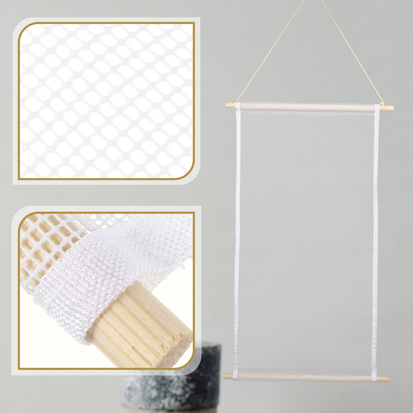 OUNONA Wall Mounted White Wood Jewelry Organizer with Hanging Earring Display Rack