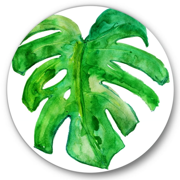 Designart 'Close Up Of Tropical Leaf Of Monstera I' Farmhouse Circle Metal Wall Art 36x36 - Disc of 36