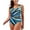 Blue, variant on Womens Plus Size Padded One Piece Swimsuit Bathing Suit Monokini Swimwear Printed Bikini Beach