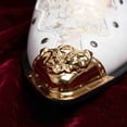 thumbnail image 3 of Men's Embroidered Slip-On Dress Shoes, Floral Glitter Print Patent Leather Slip-On Shoes, Pointed Toe Low Block Heel Formal Footwear, 3 of 6