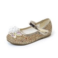 thumbnail image 5 of VeFlora Girls Dress Shoes, Glitter Princess Shoe, Flower Mary Jane Low Heels, Party Wedding Prom Footwear for Toddler Kids(Gold/5.5-6 Years Little Child), 5 of 8