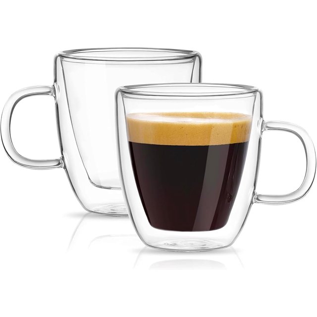 Juego de 2 tazas de café espresso con aislamiento de doble pared, 5,4 oz de vidrio para shots de café espresso