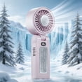thumbnail image 6 of ROLKFUK Handheld Fan with Semiconductor Ice Cooling, USB Rechargeable Foldable Digital Display High-Speed Portable Fan for Travel, Pink, 6 of 8
