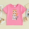 thumbnail image 2 of Okbabeha Kids Boy Girl Crew Neck Short Sleeve Cartoon Cat T Shirt Pullover Top Summer Basic Tees Casual Clothes 1-8Y, 2 of 7