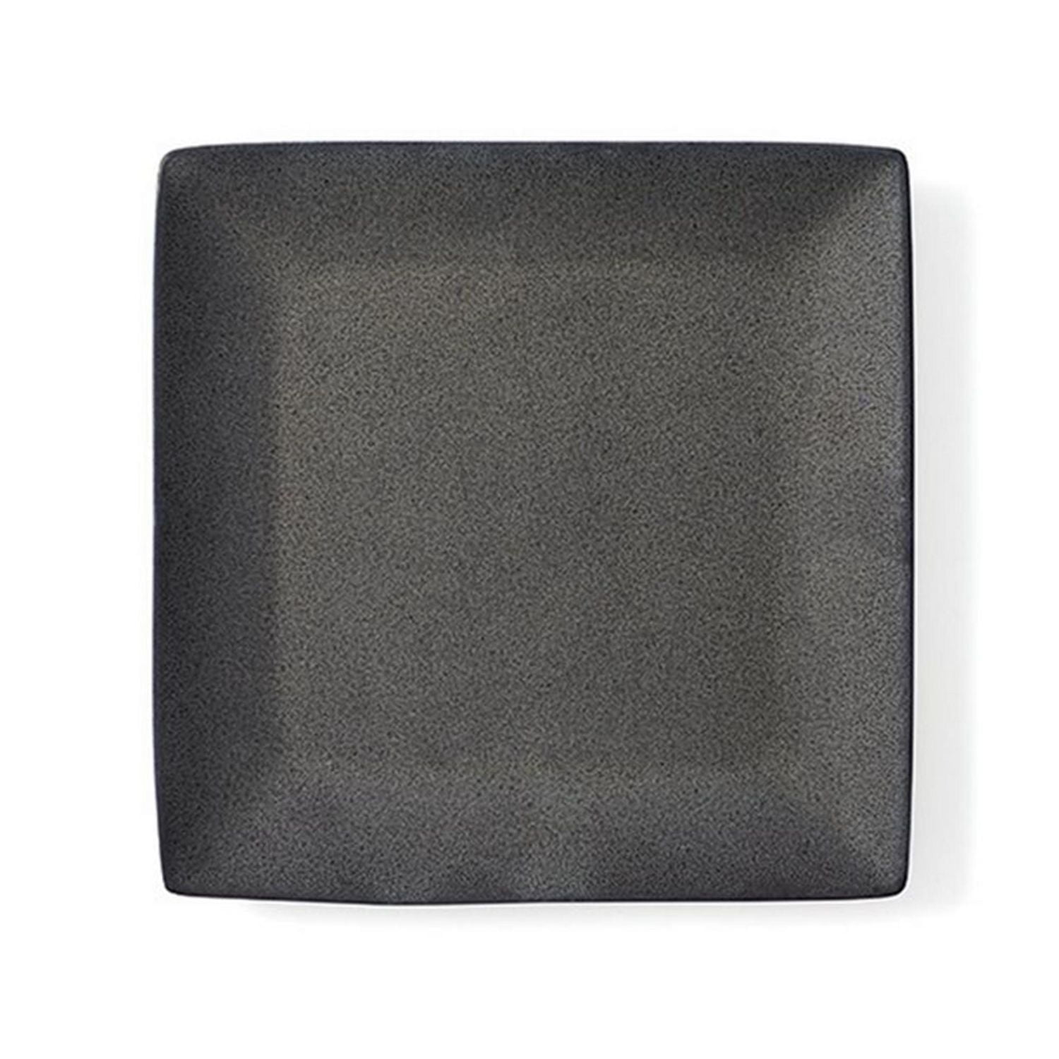 Better Homes & Gardens Anderson Dark Grey Square-Shaped Dinner plate, Dinner plate is 100% ceramic stoneware with a reactive glaze finish. Designed in a trendy shade of dark gray. Dishwasher and microwave safe.