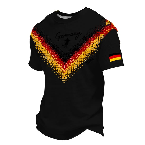Women's Germany Football Graphic T-Shirt, Men's Soccer Graphic Print T-Shirt Casual Sportswear Top Athletic for Soccer Tournament 2026 Black Size: M