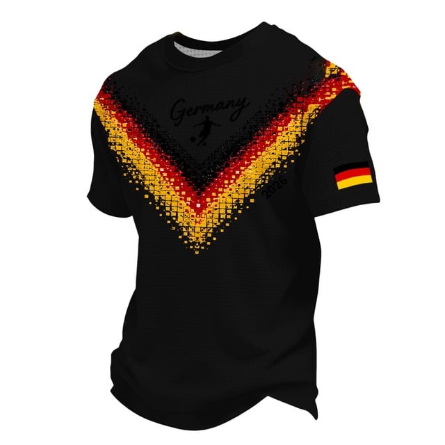 Women's Germany Football Graphic T-Shirt, Men's Soccer Graphic Print T-Shirt Casual Sportswear Top Athletic for Soccer Tournament 2026 Black Size: M