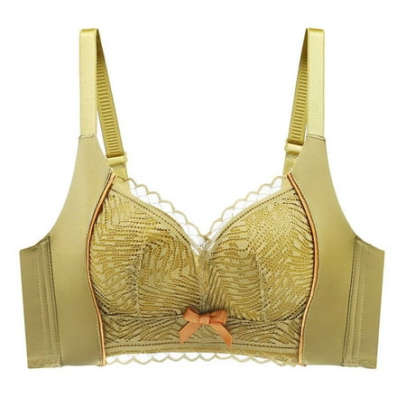 Lace Sports Bras for Women Padded Bra Feature V-Neck Balconette Bra Style W-100 Yellow XXL