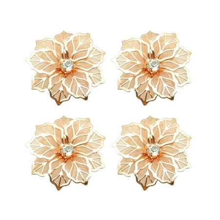 

Mightlink 4Pcs Napkin Rings Reusable Exquisite Corrosion Resistant Compact Dining Room Table Flower Serviette Buttons Daily Use