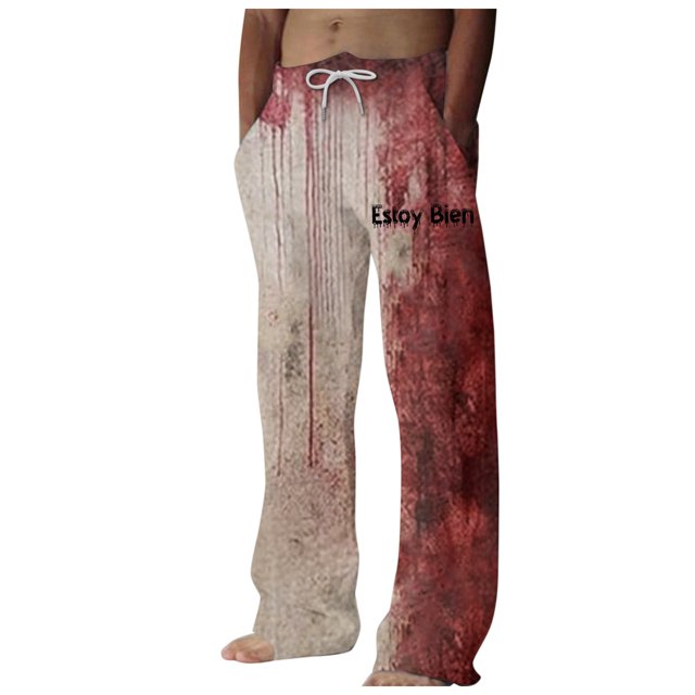 WEAIXIMIUNG Mens Overalls for Work Men Drawstring Casual Pants Loose Comfortable Trendy Printed Pants
