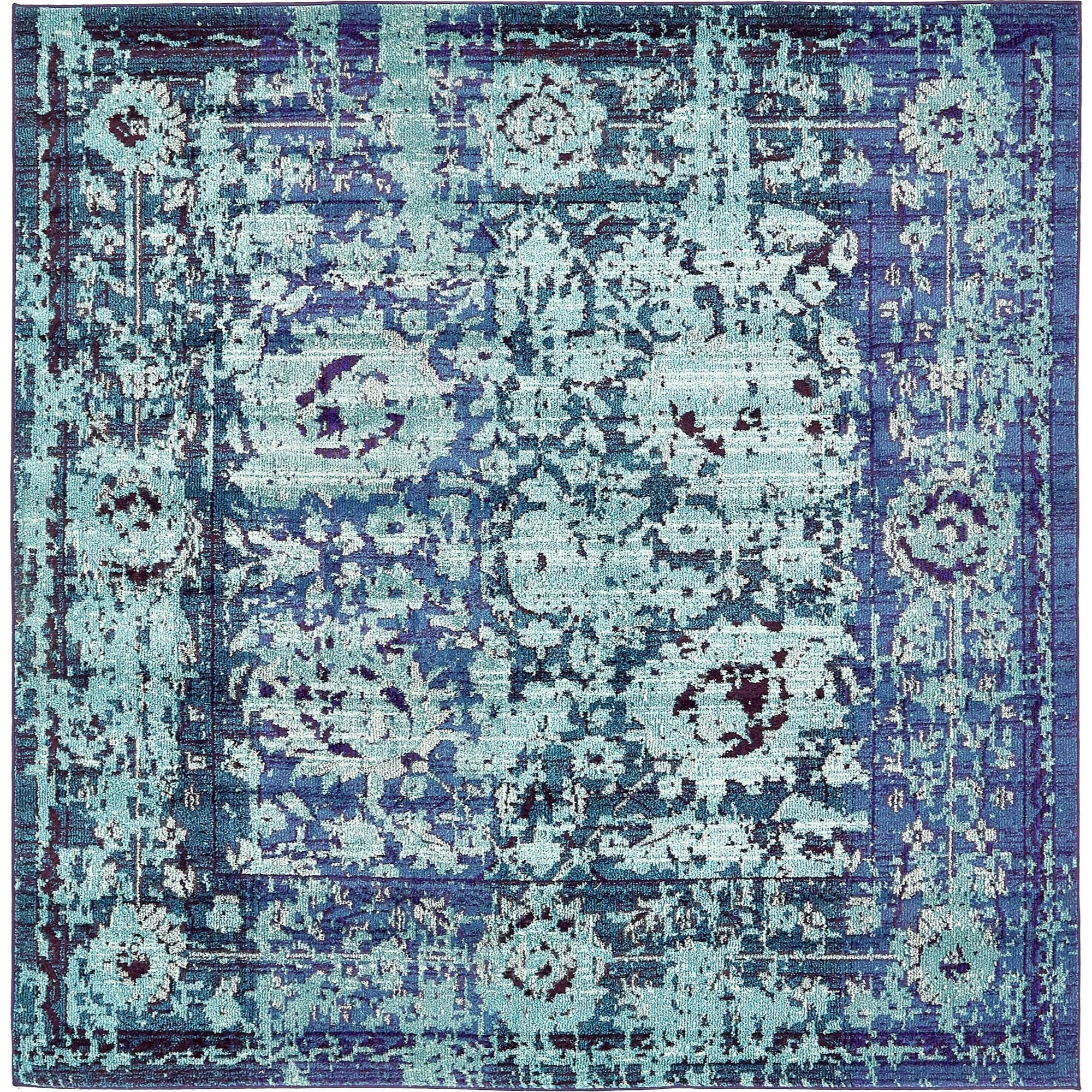 Unique Loom Medici Collection Floral Medallion Traditional Vintage Light Blue Round Rug 8' 0 x 8' 0 Unique Loom Medici Collection Floral Medallion Traditional Vintage Light Blue Round Rug 8' 0 x 8' 0