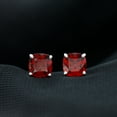 thumbnail image 3 of Rosec Jewels Cushion Shape Garnet Solitaire Stud Earrings with Screw Back for Women - 8 mm, 925 Sterling Silver, 3 of 8