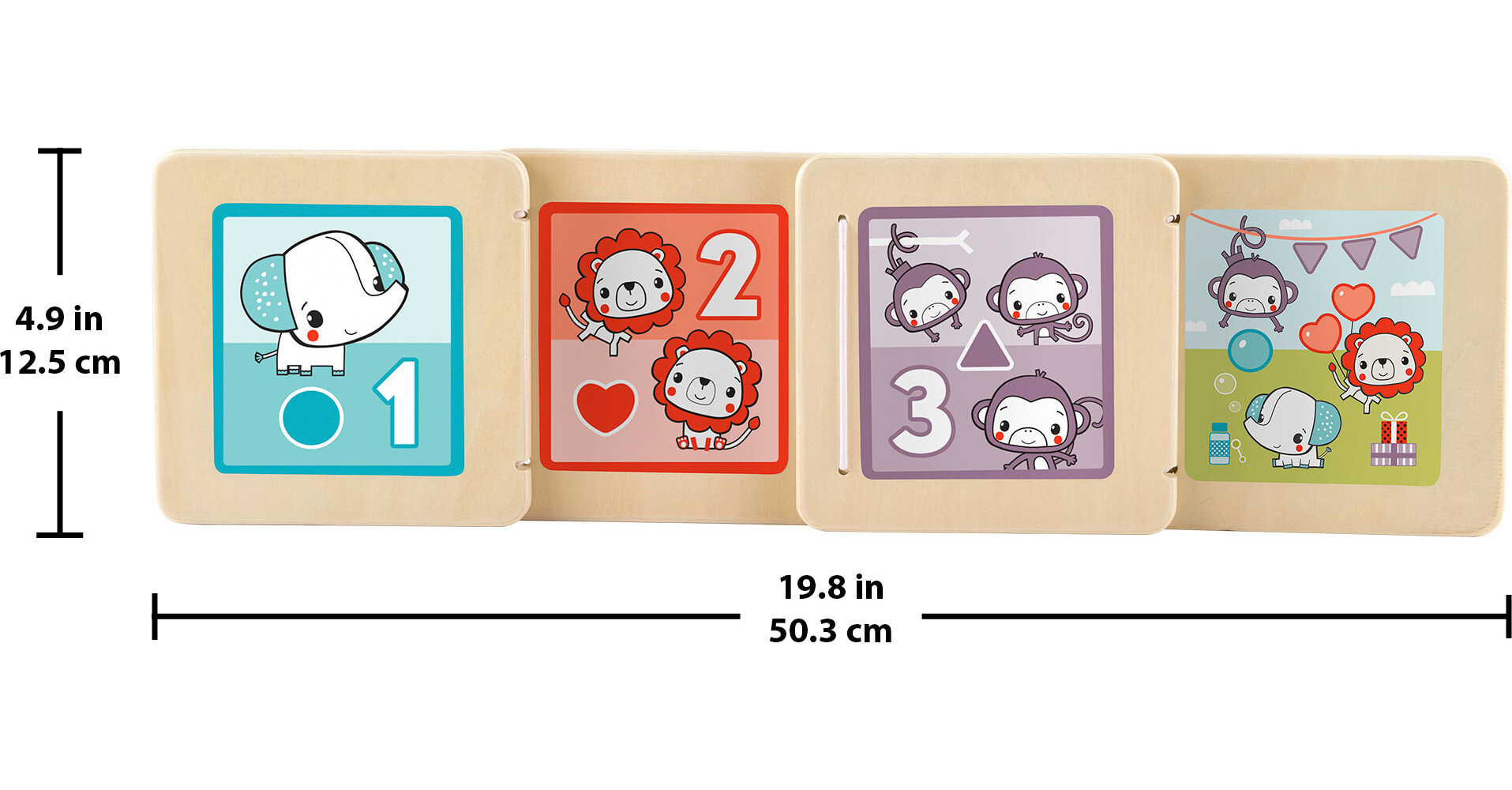 Fisher-Price Wooden Tummy Time Panel, Newborn Activity Toy with Mirror & High Contrast Designs