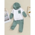 thumbnail image 4 of 0-3Y Toddler Baby Boys Clothes Sets 6M 12M 18M 24M 3Y 2pcs Long Sleeve Contrast Color Hoodie Tops Drawstring Pants Sets, 4 of 10