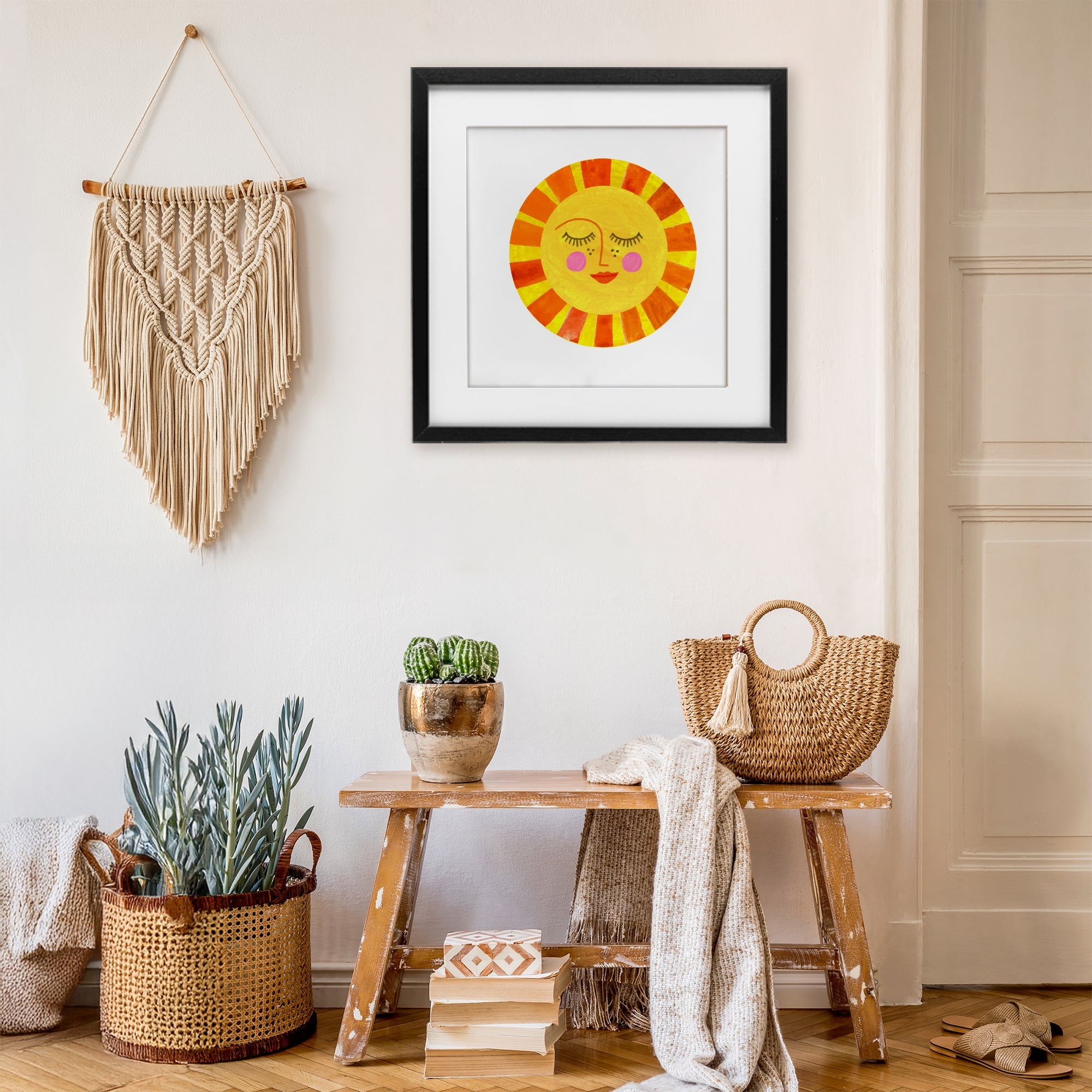 Stupell Industries Simple Warm Sunshine Black Framed Print Under Glass, design by Katherine Herrell Studio