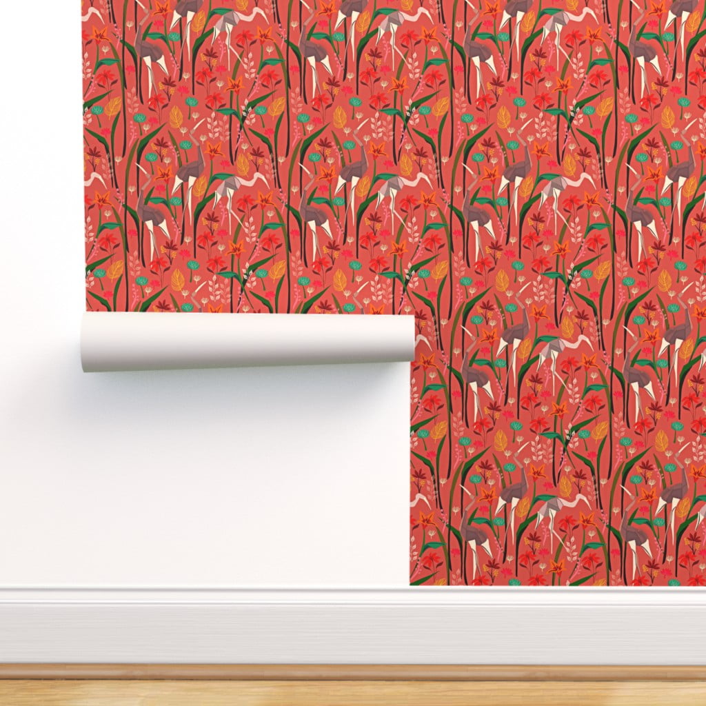 Removable Wallpaper Swatch Cranes Origami Crane Bird Japan Modern