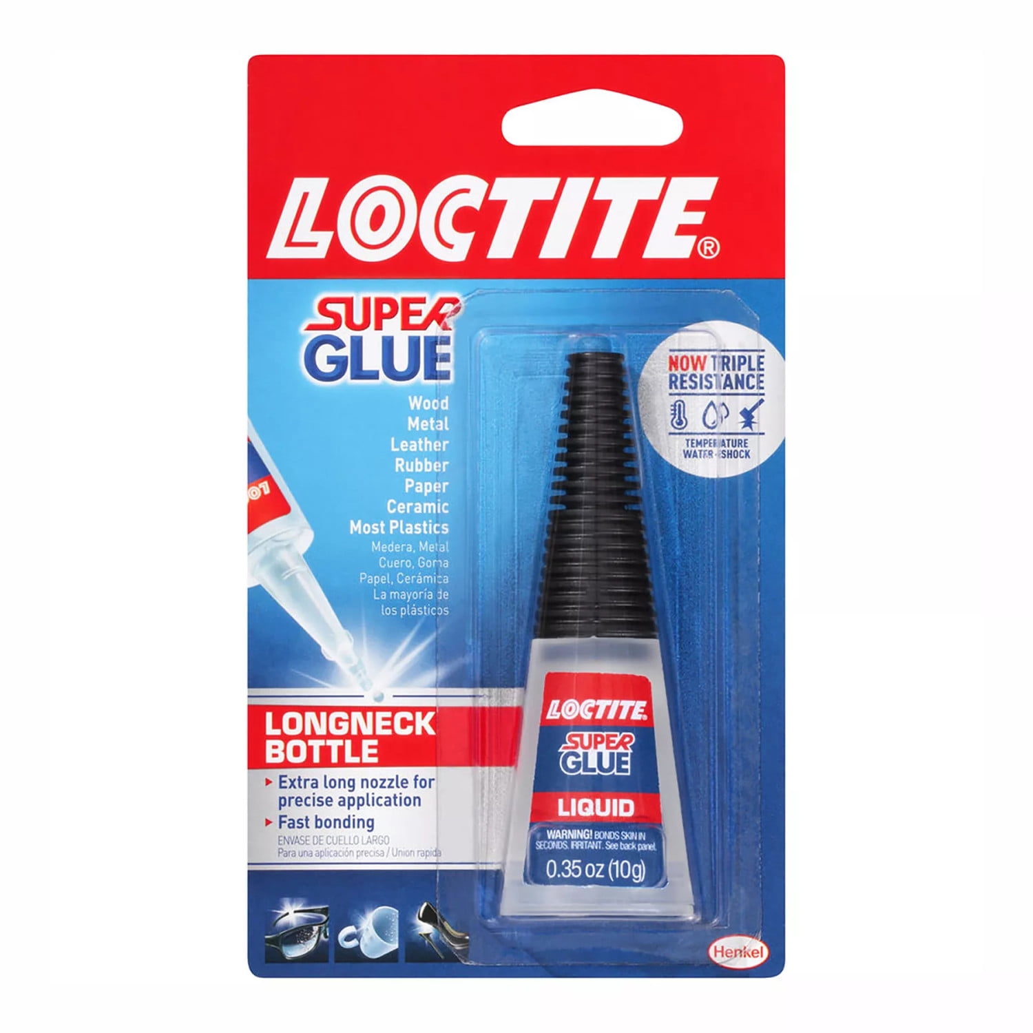 (6 pack) Loctite Super Glue Liquid Longneck Bottle, Pack of 1, Clear 0.35 oz Bottle