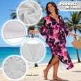 thumbnail image 6 of SEANATIVE Womens Plus Size Kaftan Dress Stylish Design Beach Cover Up Swimsuit Coverup Kaftan Maxi Dress for Vacation Casual Beach Pool Party Wear, Tropical Flower Pink Black, 6 of 7