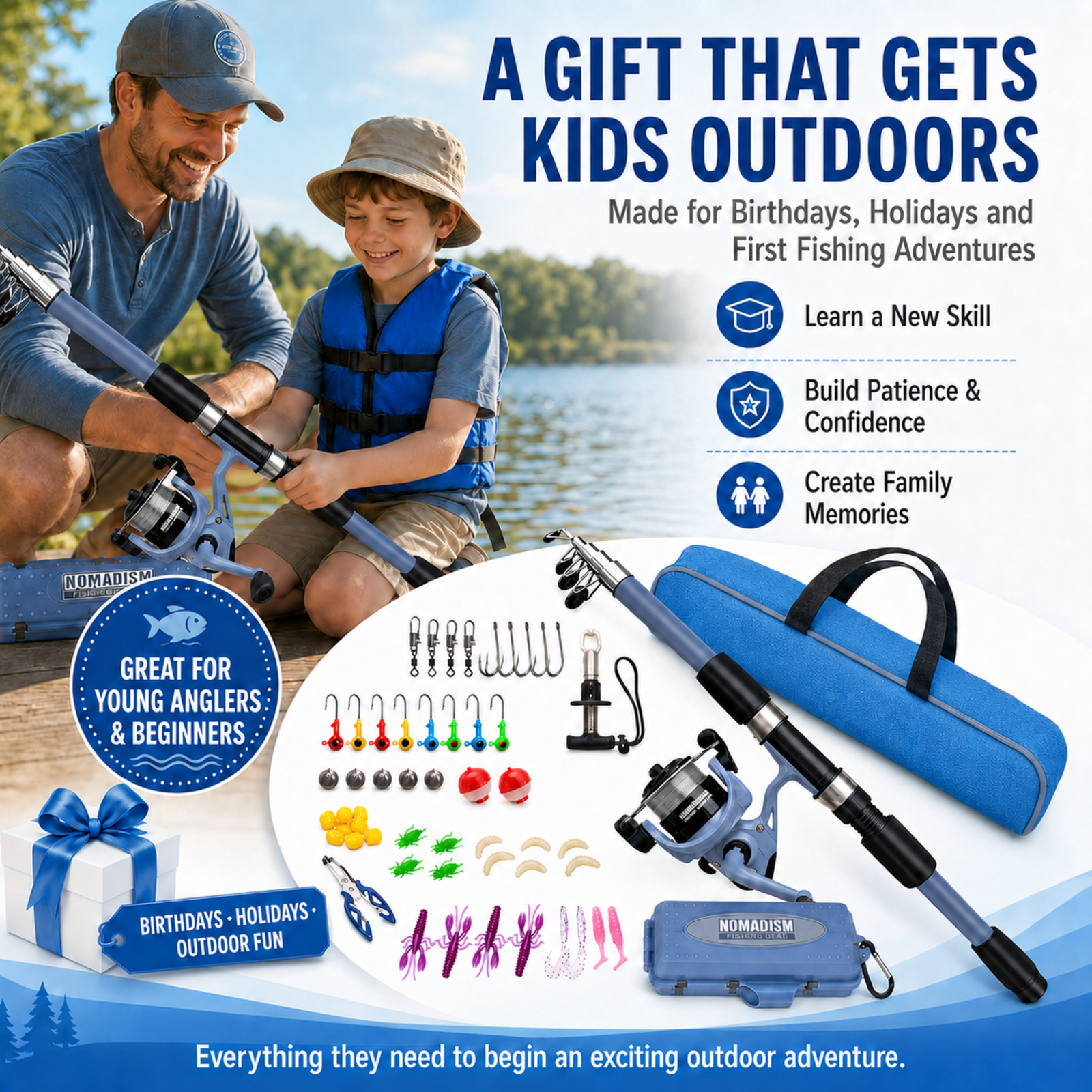 OUTGOO Kids Fishing Pole Telescopic Combo Kit photo 8