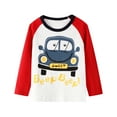 thumbnail image 2 of HILEELANG Little Boy Tee Raglan Long Sleeve Crewneck T Shirt Blue Red Yellow Cartton Car Winter Christmas Shirt 3 Pack Set 6, 2 of 4