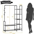 thumbnail image 2 of Coat Rack Freestanding Clothing Rack with Shelves Garment Racks Black, 2 of 4