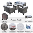 thumbnail image 2 of Ovios 5 Pieces Outdoor Patio Furniture with 30 Inch Fire Pit Table Wicker Patio Sectional Sofa with Single Chairs for Backyard Decor, 2 of 5