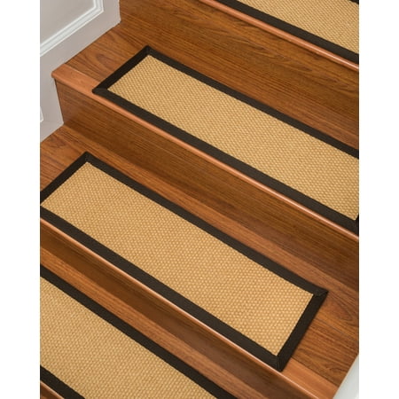 Natural Area Rugs 100% Natural Fiber Lowell, Sisal Tan, Handmade Stair Treads Carpet Set of 13 (9