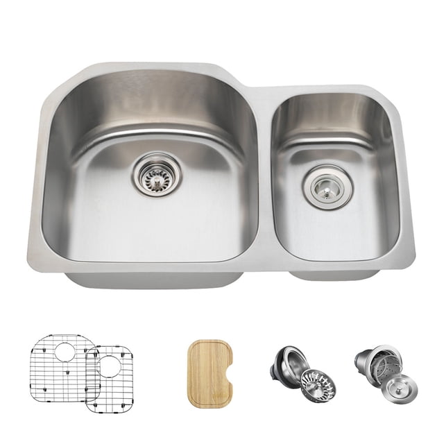 MR Direct 3121L 16 Gauge Undermount Stainless Steel 311/2 in. Double