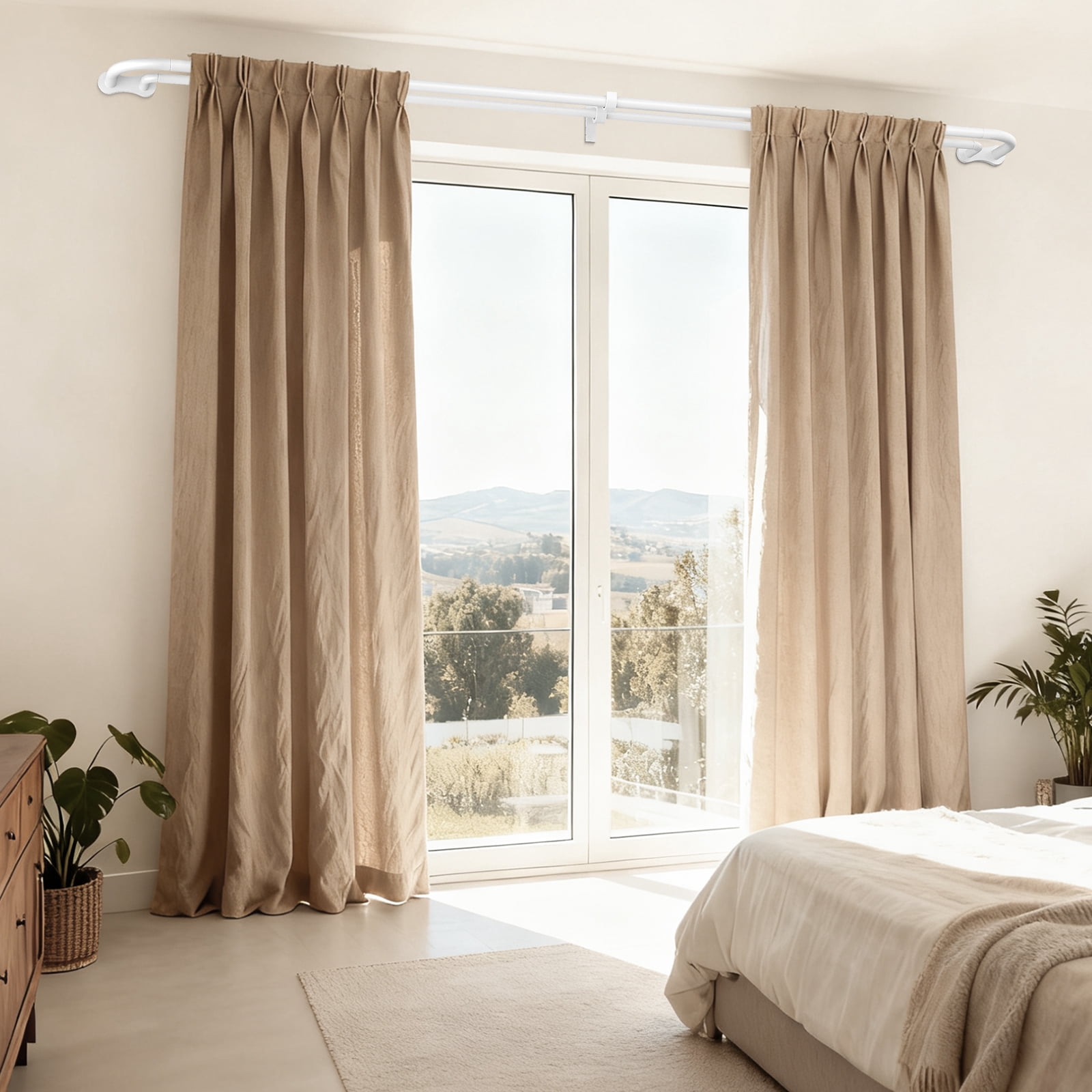 OLV Wrap Around Double Curtain Rods for Window,36-88 inch,White
