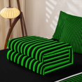 thumbnail image 5 of Castle Fairy Hippie Vertical Line Zipper Twin Comforter Sets with Fitted Sheet and 2 Pillowcases,Tribal Linear Pattern Zipper Bedding Set,Bright Green Black,Reversible, 5 of 7