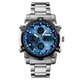 thumbnail image 1 of Reloj de moda, moderno, multifuncional, con tres zonas horarias, esfera grande, para hombres de negocios, reloj electrónico con correa de acero, 1 of 5