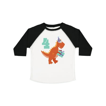 

Inktastic 4th Birthday Dinosaur Gift Toddler Boy or Toddler Girl T-Shirt