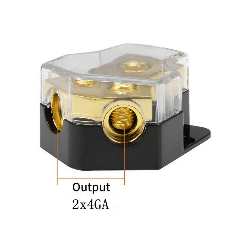 4-Way Fused Distribution Block for 0/2/4 Gauge Input and 4/8 Gauge 4-Way Fused Distribution Block for 0/2/4 Gauge Input and 4/8 Gauge