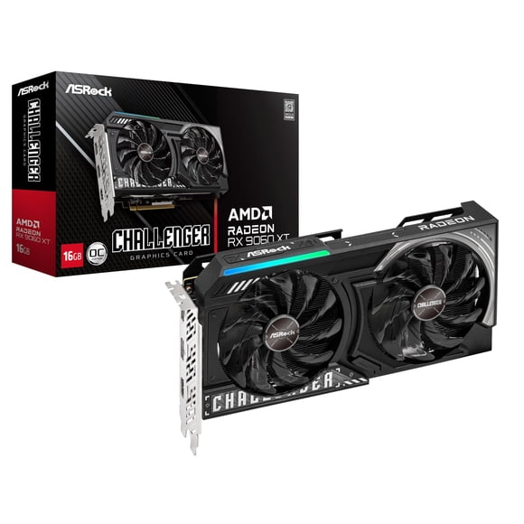 Tarjeta gráfica ASRock RX 9060 XT 16GB GDDR6 OC de doble ventilador