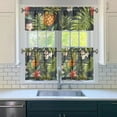 thumbnail image 3 of Kitchen Curtains 24 Inch Short - 3 Panel Set, Rod Pocket Window Curtain with Tropical Leaf Botanical Print, 100% Polyester for Farmhouse, Cafe, Kitchen, Bedroom, Easy Wash, 3 of 6